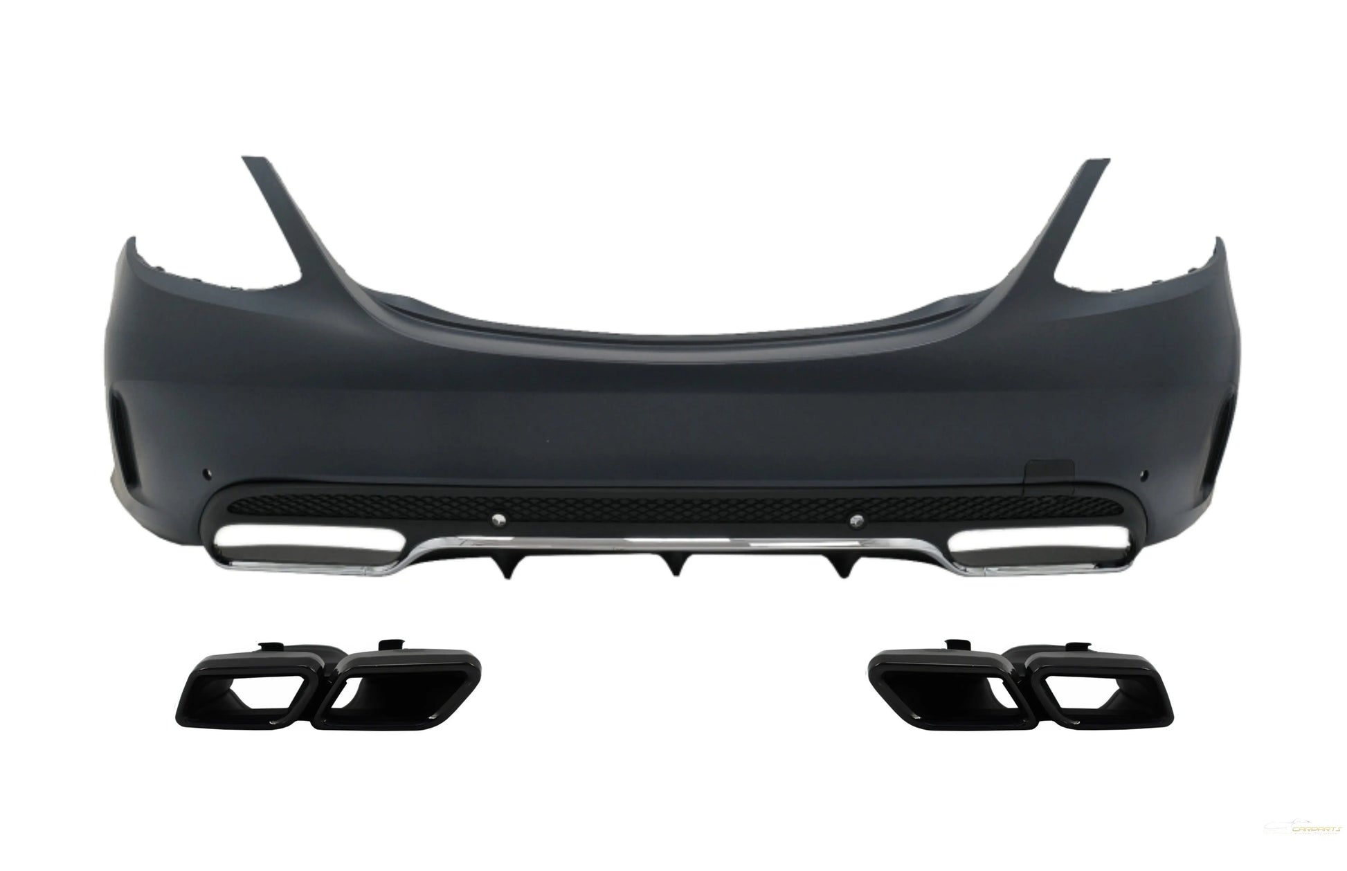 Heckstoßstange Mit Auspuffblenden Schwarz Passend Für Mercedes C-Klasse W205 Limousine (2014-2020) C63 Design KITT