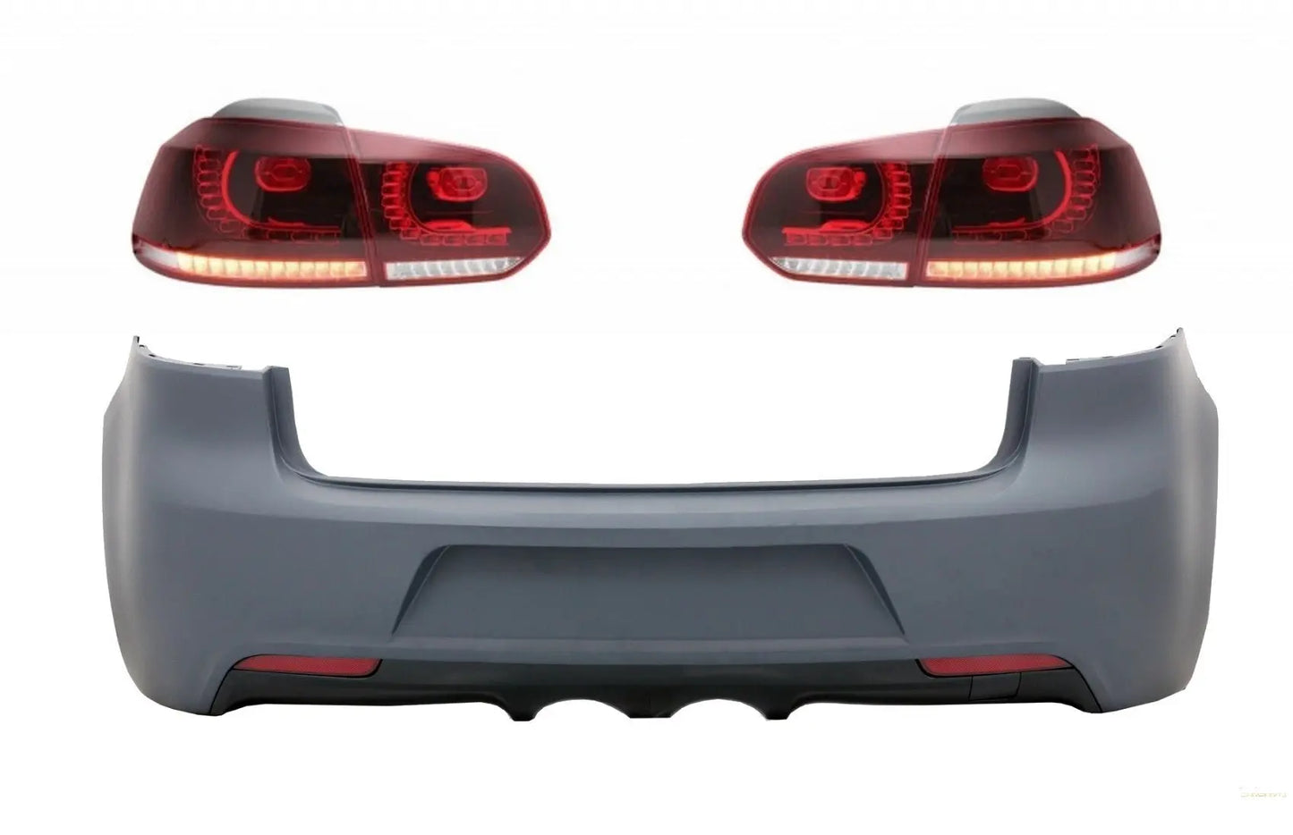 Heckstoßstange Mit Rückleuchten Voll-LED Passend Für VW Golf VI (2008-2013) R20 Design Kirschrot (LHD Und RHD) KITT