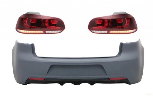 Heckstoßstange Mit Rückleuchten Voll-LED Passend Für VW Golf VI (2008-2013) R20 Design Kirschrot (LHD Und RHD) KITT