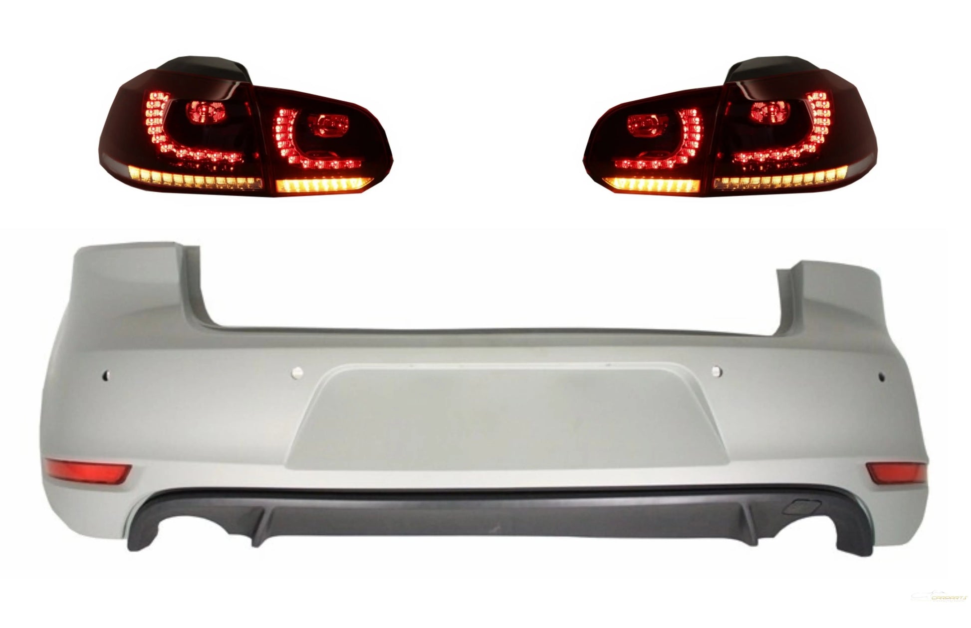 Heckstoßstange Passend Für VW Golf 6 VI (2008-2012) Mit Rückleuchten Voll-LED-Dynamisches Sequentielles Abbiegelicht Im GTI-Design KITT