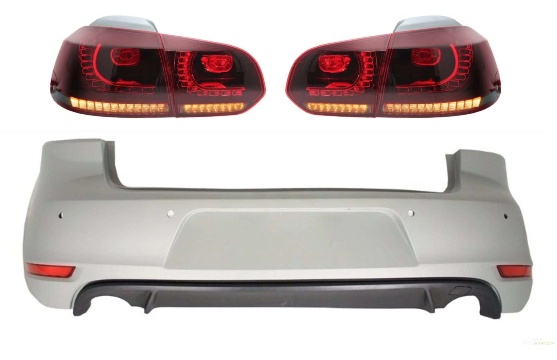 Heckstoßstange Passend Für VW Golf 6 VI (2008-2012) Mit Rückleuchten Voll-LED-Dynamisches Sequentielles Abbiegelicht Im GTI-Design KITT