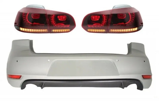 Heckstoßstange Passend Für VW Golf 6 VI (2008-2012) Mit Rückleuchten Voll-LED Rot/Smoke GTI Design KITT