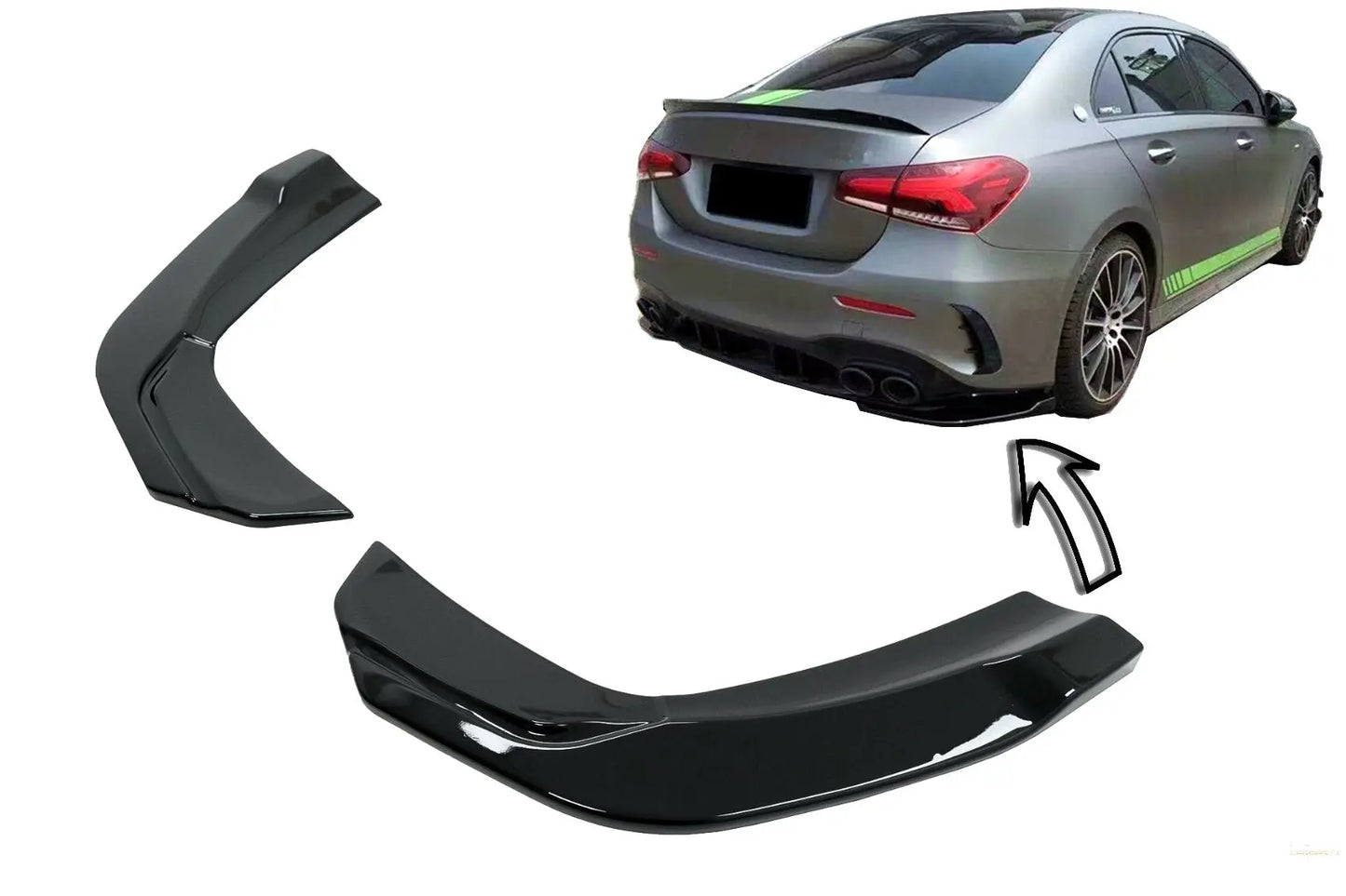 Heckstoßstange Seitensplitter Passend Für Mercedes A-Klasse V177 A35 Limousine (2018) Piano Black KITT