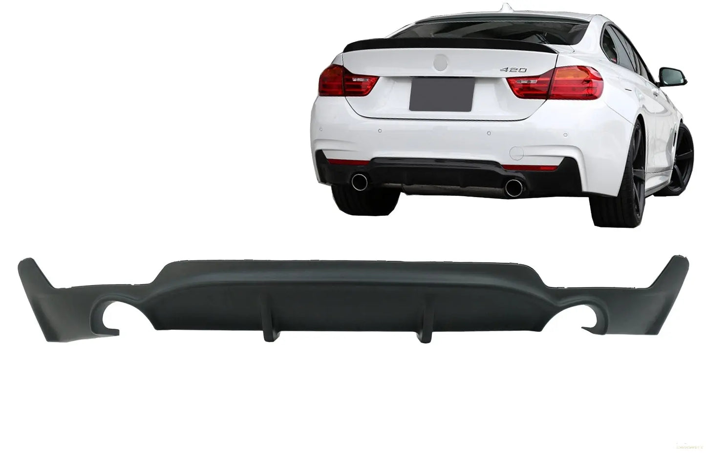 Heckstoßstangen-Diffusor Passend Für BMW 4er F32 F33 F36 (2013-) Coupe Cabrio M Performance Design Twin SinGLE Outlet KITT