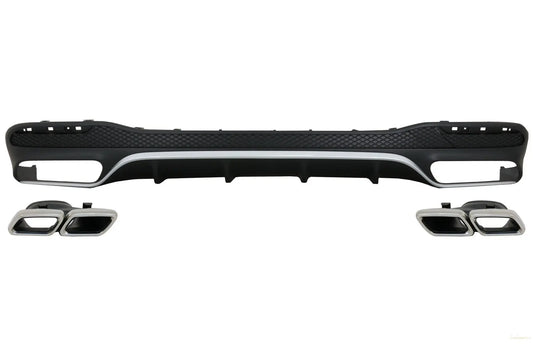 Heckstoßstangen-Luftdiffusor Mit Auspuffendrohren Passend Für Mercedes GLS-Klasse X166 SUV Facelift (09.2015-2019) GLS63-Design KITT