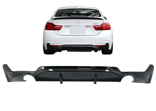 Heckstoßstangendiffusor Passend Für BMW F32 F33 F36 (2013-) Coupe Cabrio 4er Serie M Performance Design Twin SinGLE Outlet Piano Black KITT