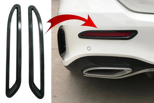 Heckstoßstangenreflektoren Rahmenverkleidungsaufkleber Geeignet Für Mercedes A-Klasse V177 Limousine AMG Line (2018-Up) Carbon KITT