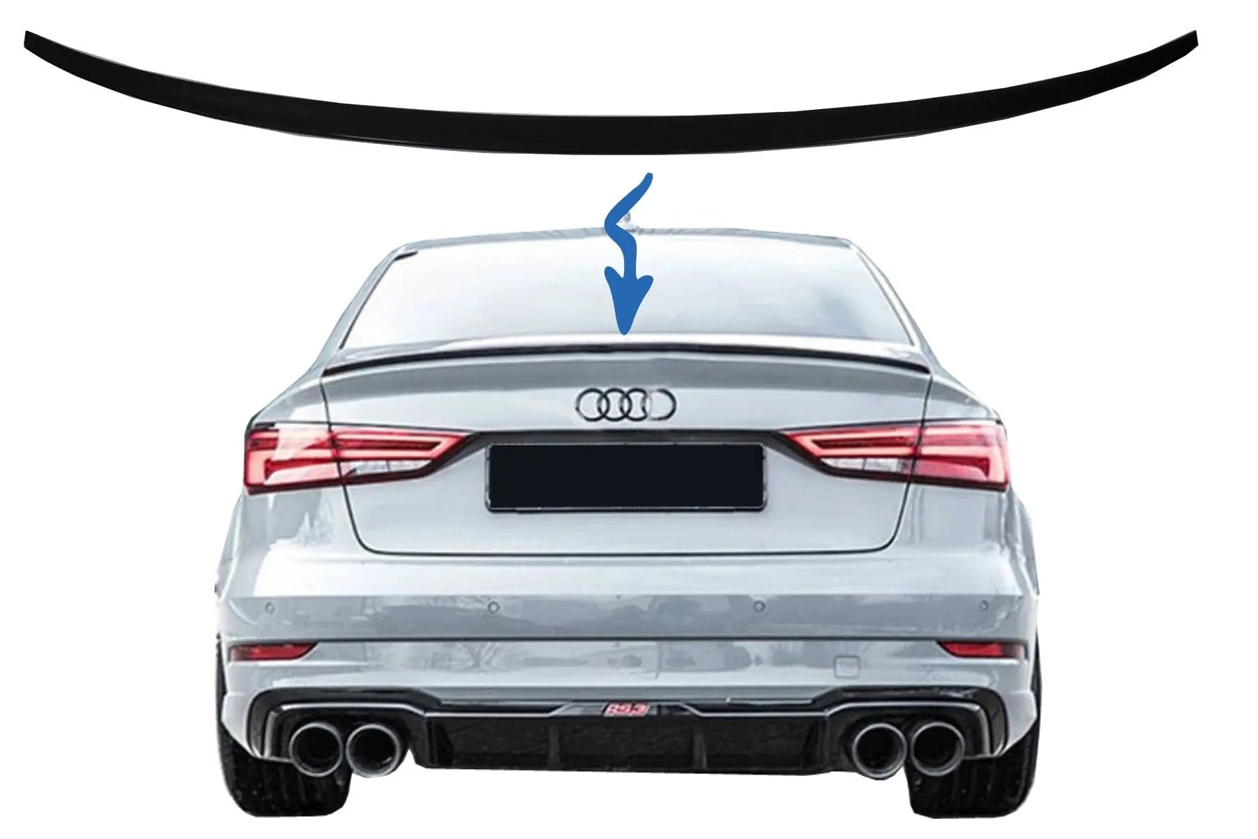 Kofferraumspoiler Passend Für Audi A3 8V Limousine (2013) Piano Schwarz KITT