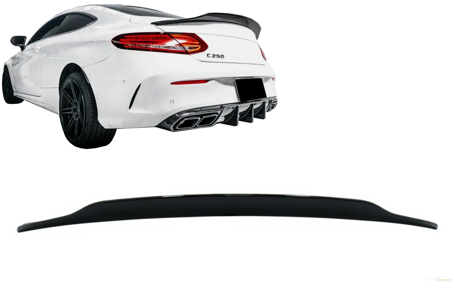 Kofferraumspoiler Passend Für Mercedes C-Klasse C205 Coupe (2014-2019) Dynamisches Sportdesign Piano Schwarz KITT