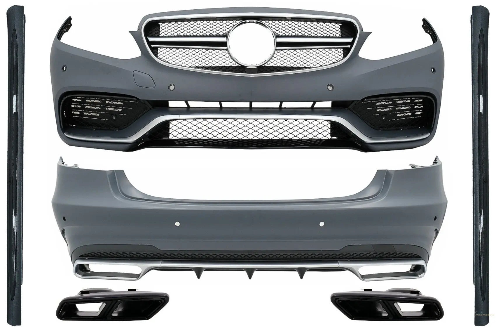 Komplettes Bodykit Mit Schwarzen Endrohren Passend Für Mercedes E-Klasse W212 Facelift (2013-2016) E63 Design KITT