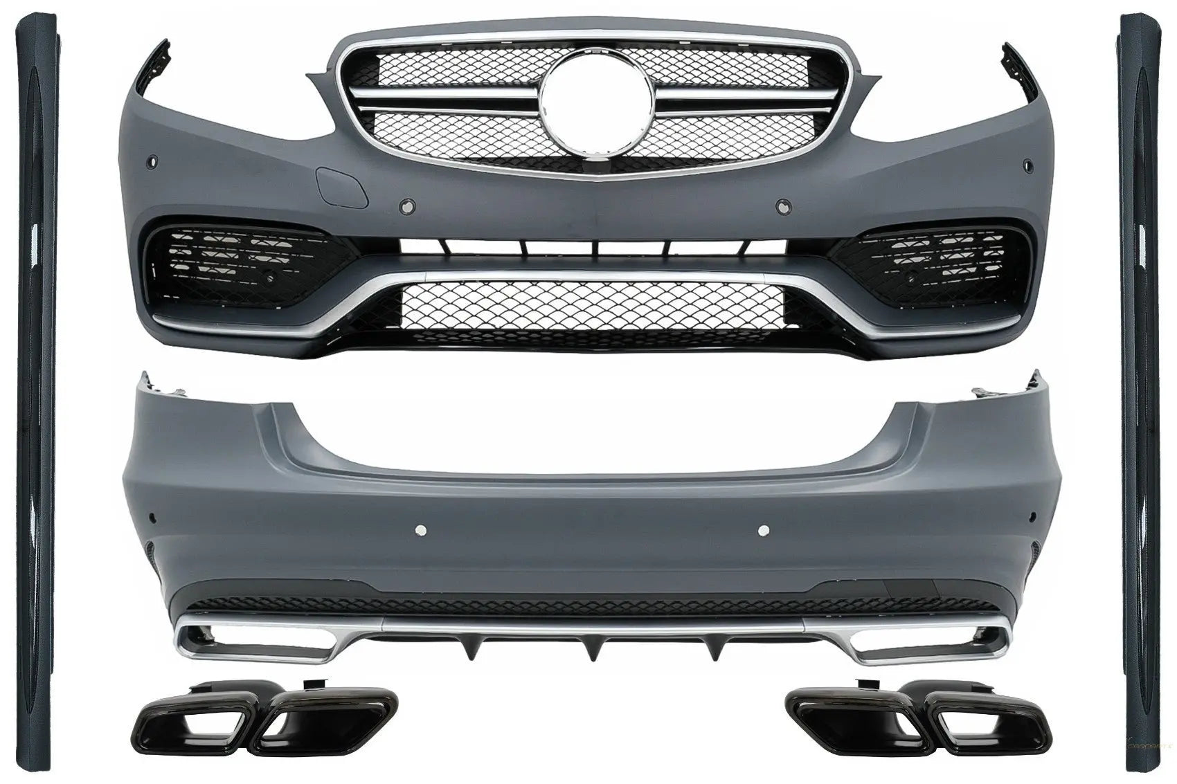 Komplettes Bodykit Mit Schwarzen Endrohren Passend Für Mercedes E-Klasse W212 Facelift (2013-2016) E63 Design KITT