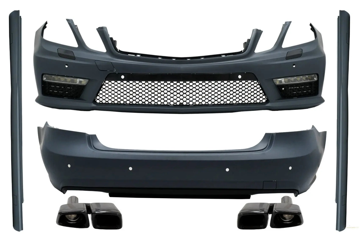 Komplettes Bodykit Passend Für Mercedes E-Klasse W212 (2009-2013) E63 Look Mit Endschalldämpferblenden Black Edition KITT