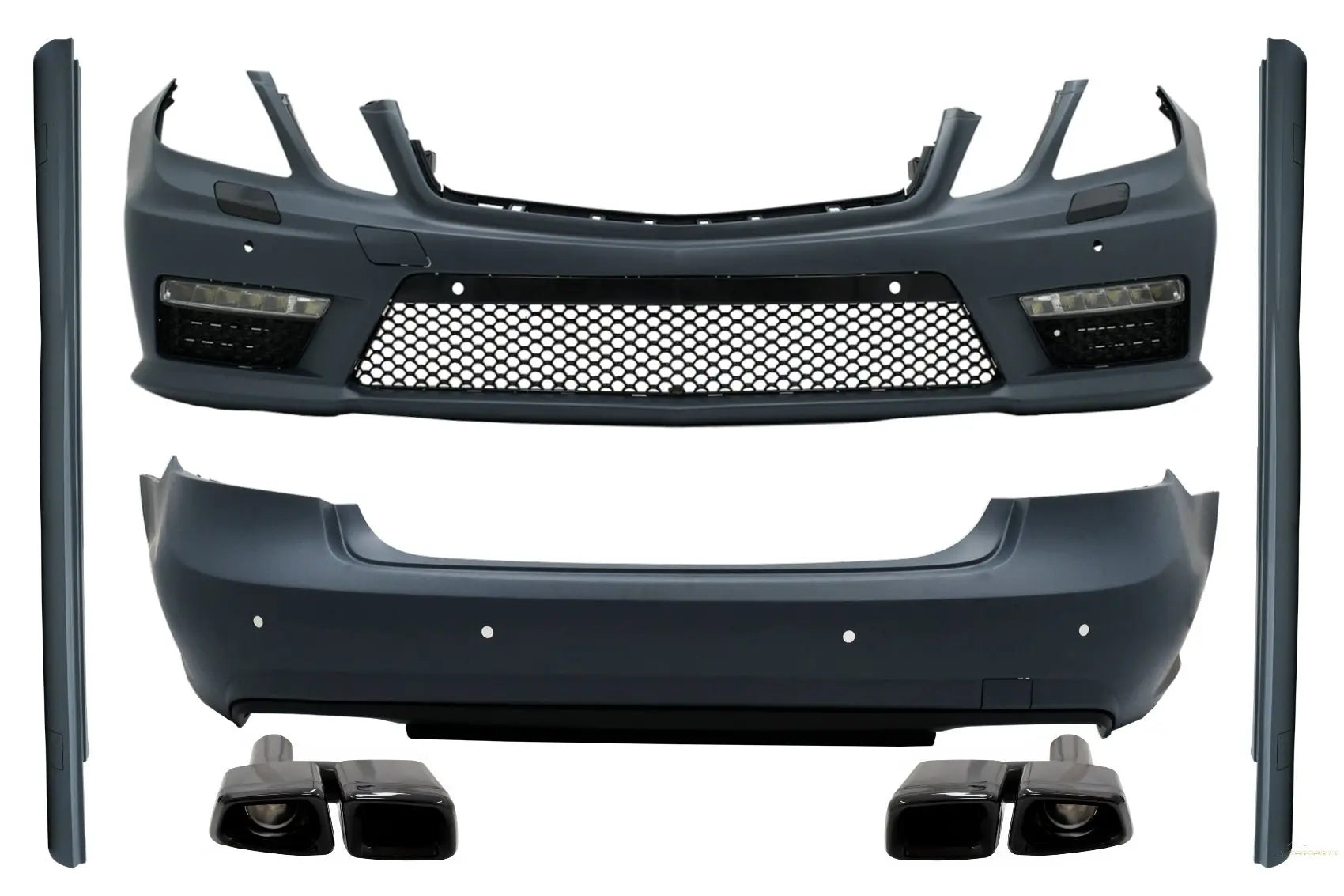 Komplettes Bodykit Passend Für Mercedes E-Klasse W212 (2009-2013) E63 Look Mit Endschalldämpferblenden Black Edition KITT