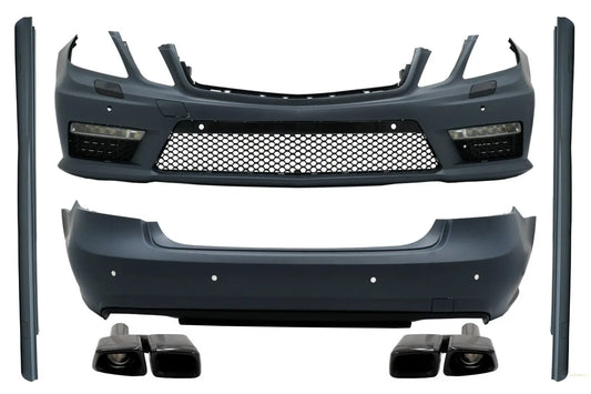 Komplettes Bodykit Passend Für Mercedes E-Klasse W212 (2009-2013) E63 Look Mit Endschalldämpferblenden Black Edition KITT
