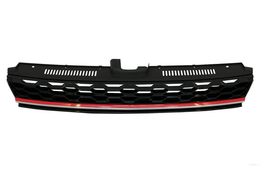 Kühlergrill Ohne Emblem Geeignet Für VW Golf 7.5 VII Facelift (2017-Up) GTI-Design Rot Und Chrom KITT
