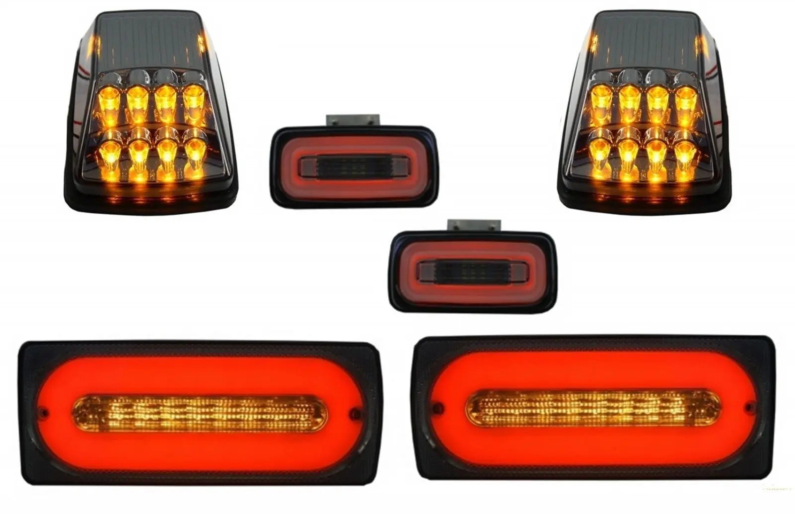 LED Rückleuchten Lichtleiste Mit Heckstoßstange Nebelscheinwerfer Und Blinker Sequentiell Dynamisch Passend Für Mercedes G-Klasse W463 (1989-2015) KITT