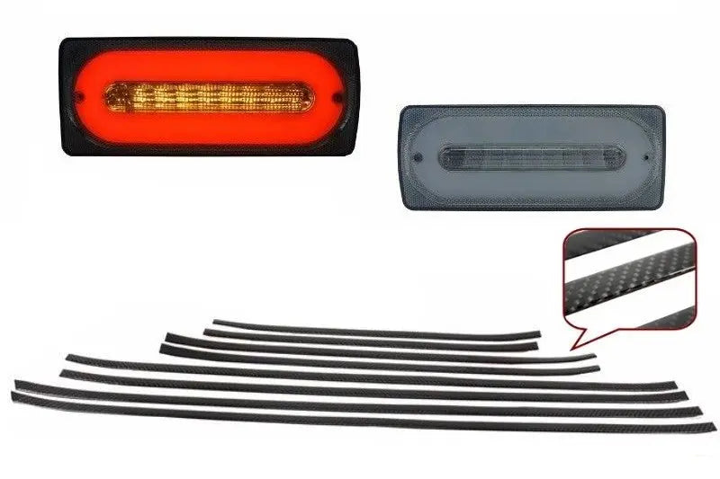 LED Rückleuchten Lichtleiste Smoke Passend Für Mercedes G-Klasse W463 (1989-2015) Mit Türleisten Carbon KITT