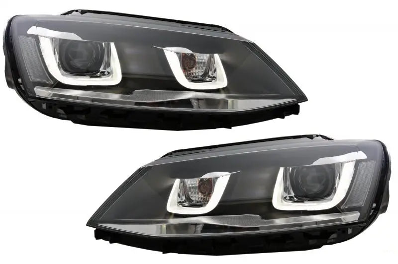 LED Scheinwerfer Passend Für VW Jetta Mk6 VI (2011-2017) GTI 3D U Bi-Xenon Design RHD KITT Specials