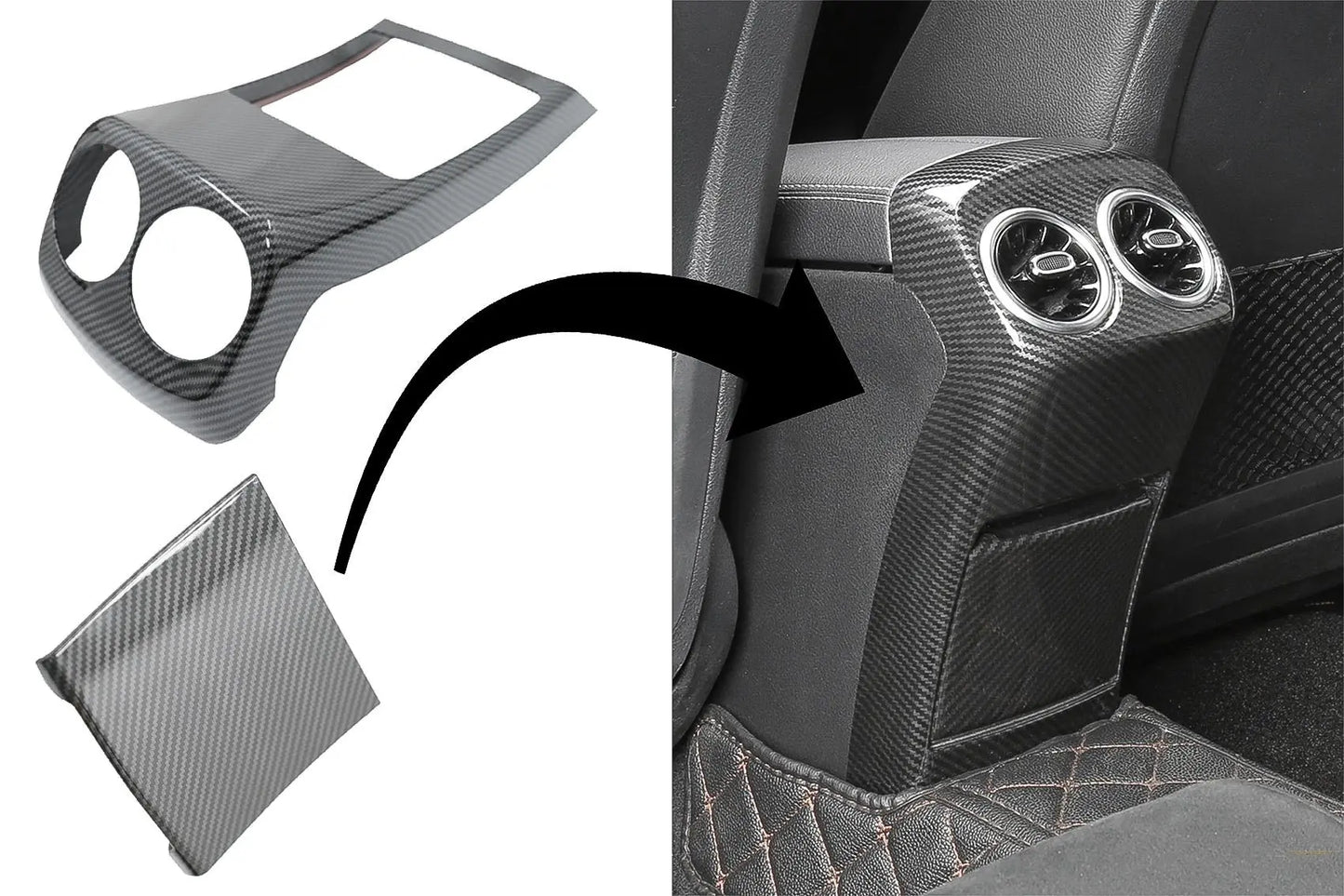 Luftauslassverkleidung Für Hintere Armlehnenbox Passend Für Mercedes A-Klasse W177 V177 (2018) Kohlefaser KITT
