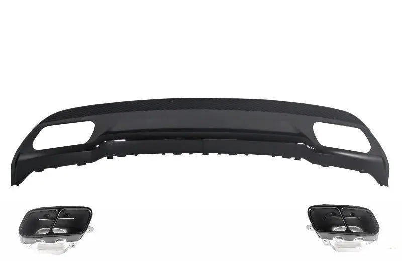Luftdiffusor Für Heckstoßstange Mit Auspuffendrohr Passend Für Mercedes A-Klasse W176 (2012) Und Zentralgrill GT-R Panamericana Design Sport Pack KITT