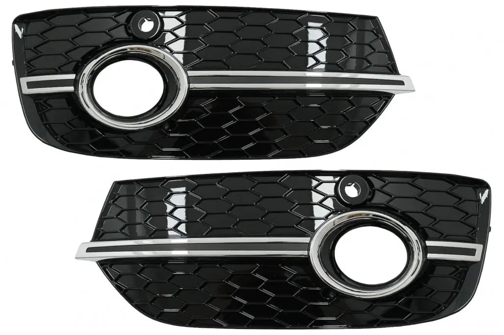 Nebelscheinwerferabdeckungen Seitengitter Passend Für Audi Q3 8U (2011-2014) RS Design Piano Black&Chrome KITT