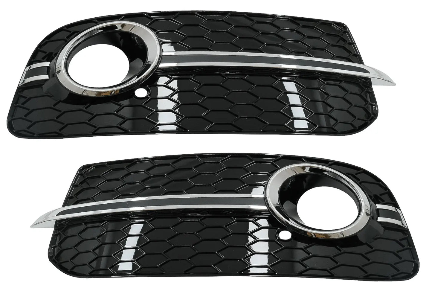 Nebelscheinwerferabdeckungen Seitengitter Passend Für Audi Q5 SUV 8R Facelift (2012-2016) RS Design Schwarz & Chrom KITT Specials