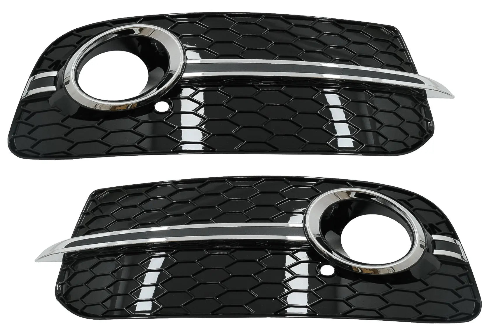 Nebelscheinwerferabdeckungen Seitengitter Passend Für Audi Q5 SUV 8R Facelift (2012-2016) RS Design Schwarz & Chrom KITT Specials