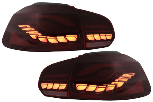 Rückleuchten Voll-LED Passend Für VW Golf 6 VI (2008-2013) Red Smoke Mit Sequentiellen Dynamischen Blinkern (Links Und Rechts) KITT