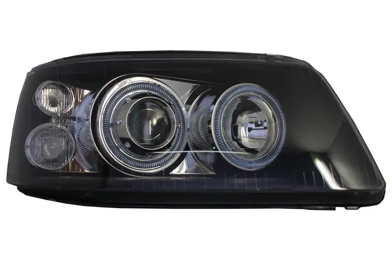 Scheinwerfer Dual Halo Felgen Passend Für VW Transporter T5 (04.2003-08.2009) Angel Eyes Schwarz KITT Lightning