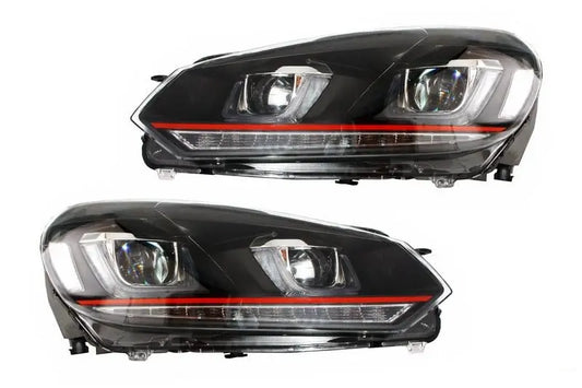 Scheinwerfer Geeignet Für VW Golf 6 VI (2008-2012) Golf 7 3D LED Tagfahrlicht U-Design LED Fließendes Abbiegelicht Roter Streifen GTI KITT