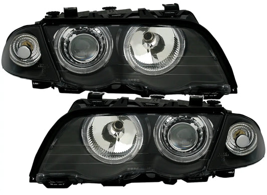 Scheinwerfer Passend Für BMW 3er E46 Limousine Touring (05.1998-08.2001) Angel Eyes Schwarz KITT Lightning