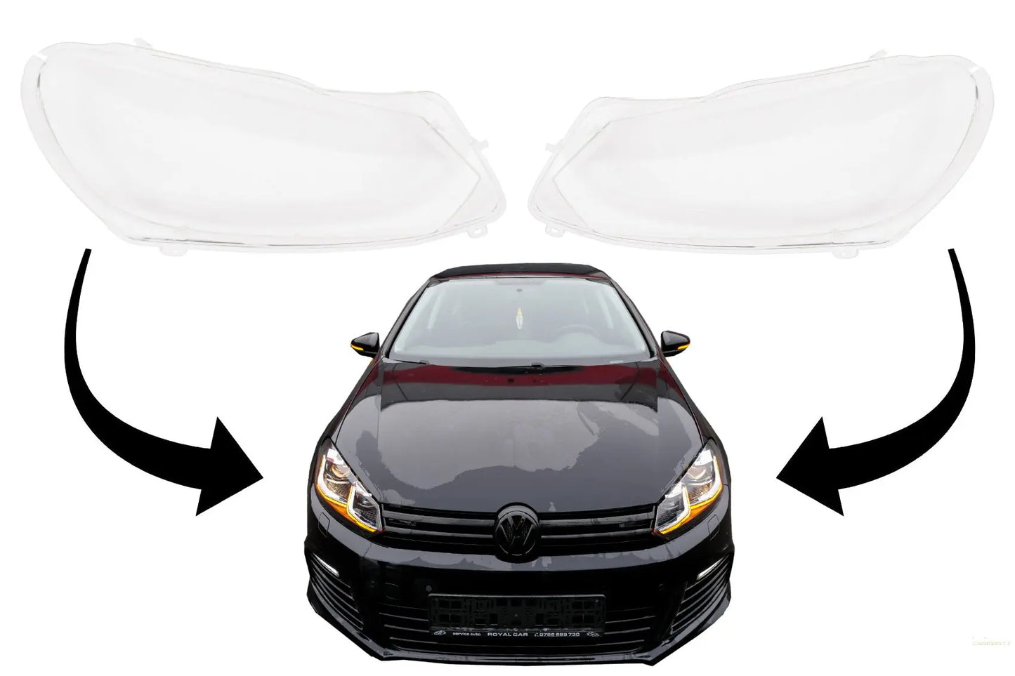 ScheinwerferGLAs Passend Für VW Golf 6 VI Mk6 (2008-2014) KlarGLAsoptik KITT