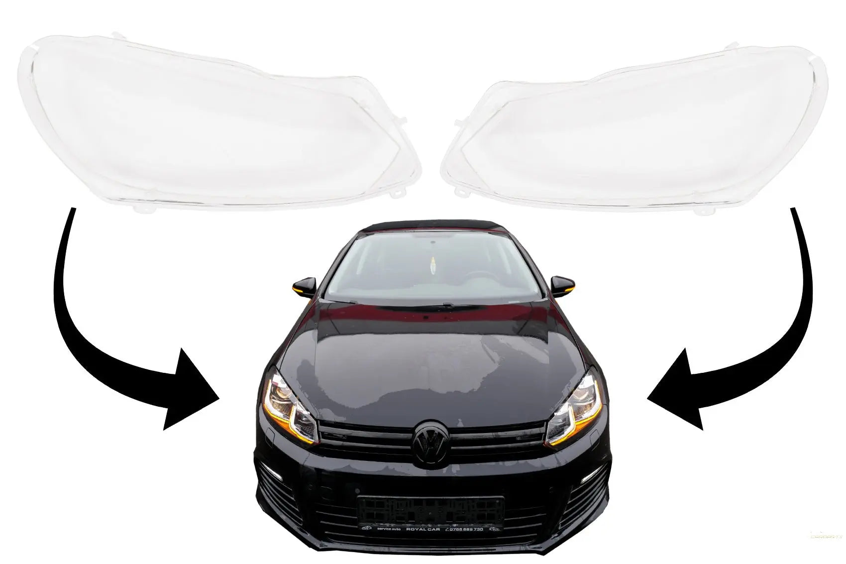 ScheinwerferGLAs Passend Für VW Golf 6 VI Mk6 (2008-2014) KlarGLAsoptik KITT