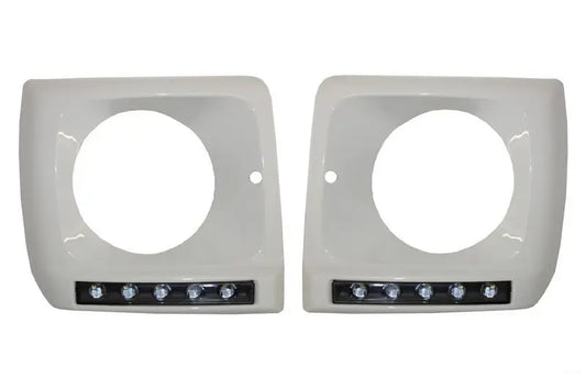 Scheinwerferabdeckungen Weiß Mit LED Tagfahrlicht Passend Für Mercedes G-Klasse W463 (1989-2012) G65 Design KITT