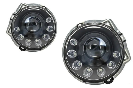 Schwarze Bi-Xenon-Look-LED-Scheinwerfer Und Tagfahrlichtabdeckungen Passend Für Mercedes G-Klasse W463 (1989-2012) KITT
