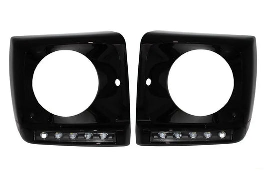 Schwarze Scheinwerferabdeckungen Mit LED-TFL-Tagfahrlicht, Passend Für Mercedes G-Klasse W463 (1989-2012) G65-Design KITT Specials
