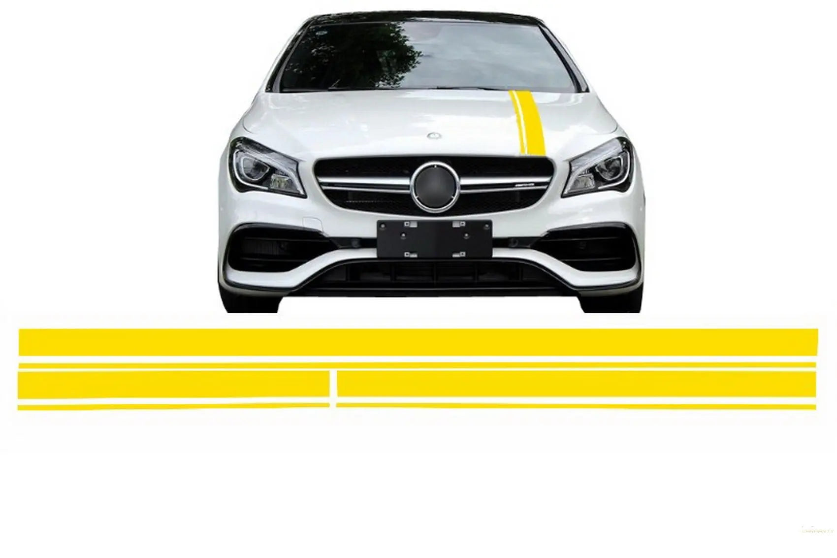 Set Aufkleber Mattgelb Obere Motorhaube Dach & Heckklappe Passend Für Mercedes CLA W117 C117 X117 (2013-2016) A-Klasse W176 (2012-2018) KITT Specials