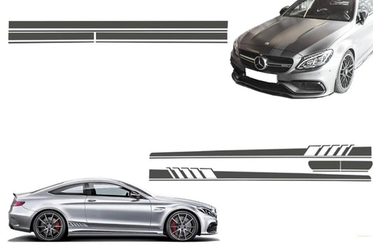 Set Aufkleber Seitenaufkleber & Obere Motorhaube Dach Heckklappe Dunkelgrau Passend Für Mercedes C205 Coupé A205 Cabriolet A45 KITT