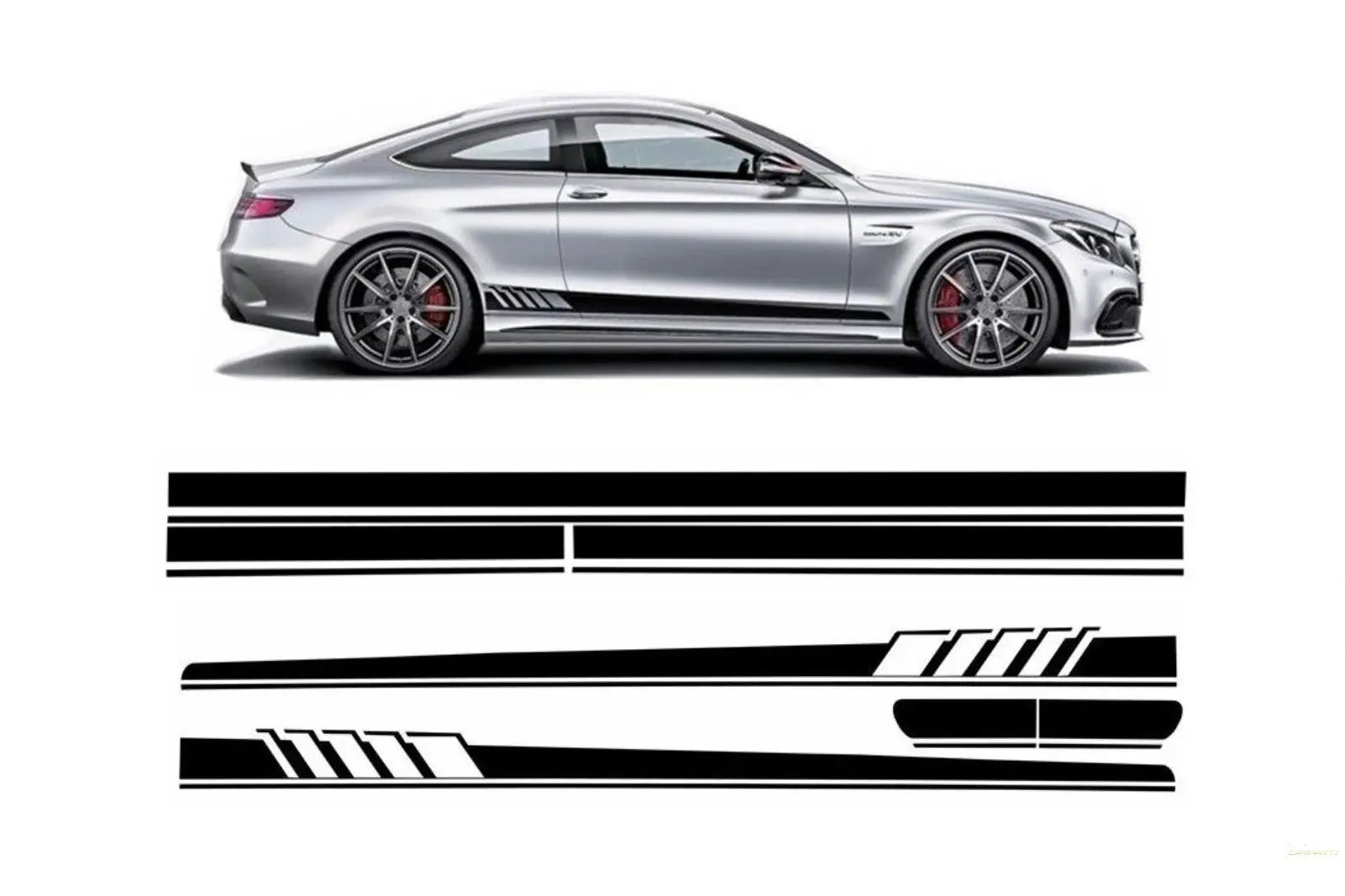 Set Aufkleber Seitenaufkleber & Obere Motorhaube Dach Heckklappe Mattschwarz Passend Für Mercedes C205 Coupé A205 Cabriolet A45 KITT