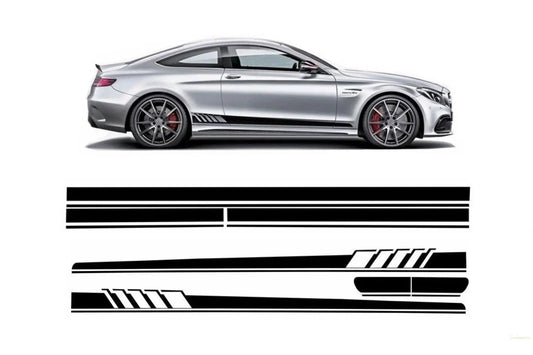 Set Aufkleber Seitenaufkleber & Obere Motorhaube Dach Heckklappe Mattschwarz Passend Für Mercedes C205 Coupé A205 Cabriolet A45 KITT