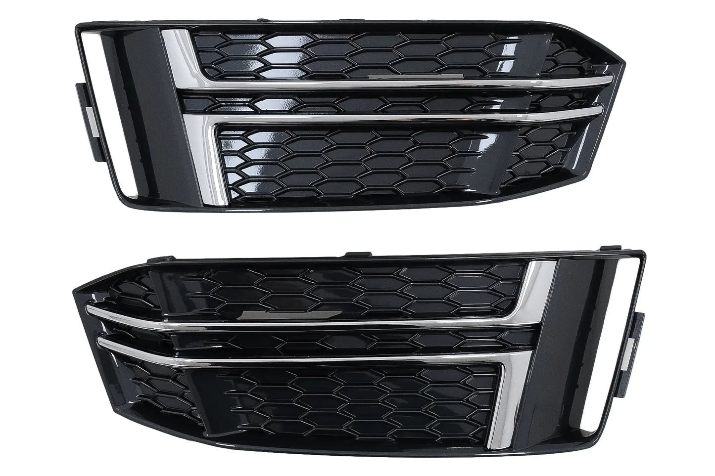 Stoßfänger Untere Gitterabdeckungen Seitengitter Passend Für Audi A4 B9 Limousine Avant (2016-2018) S-Line Silver Edition KITT
