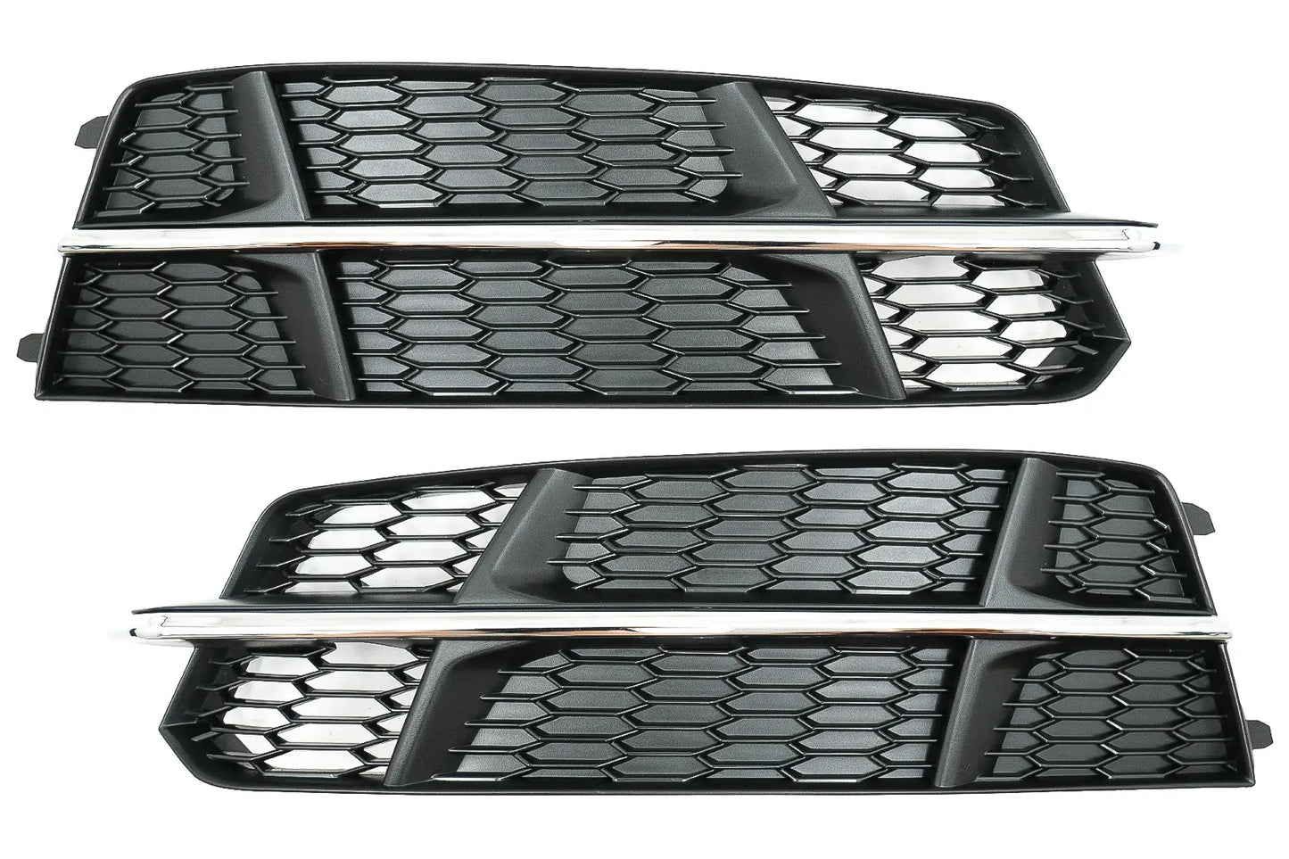 Stoßstange Untere Gitterabdeckungen Seitengitter Passend Für Audi A6 C7 4G S-Line Facelift (2015-2018) Schwarz Chrom KITT