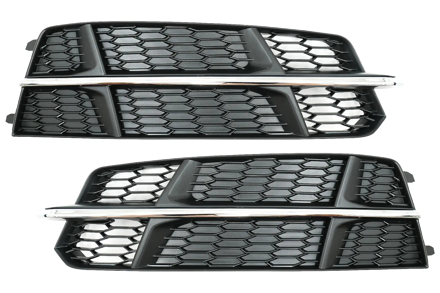 Stoßstange Untere Gitterabdeckungen Seitengitter Passend Für Audi A6 C7 4G S-Line Facelift (2015-2018) Schwarz Chrom KITT