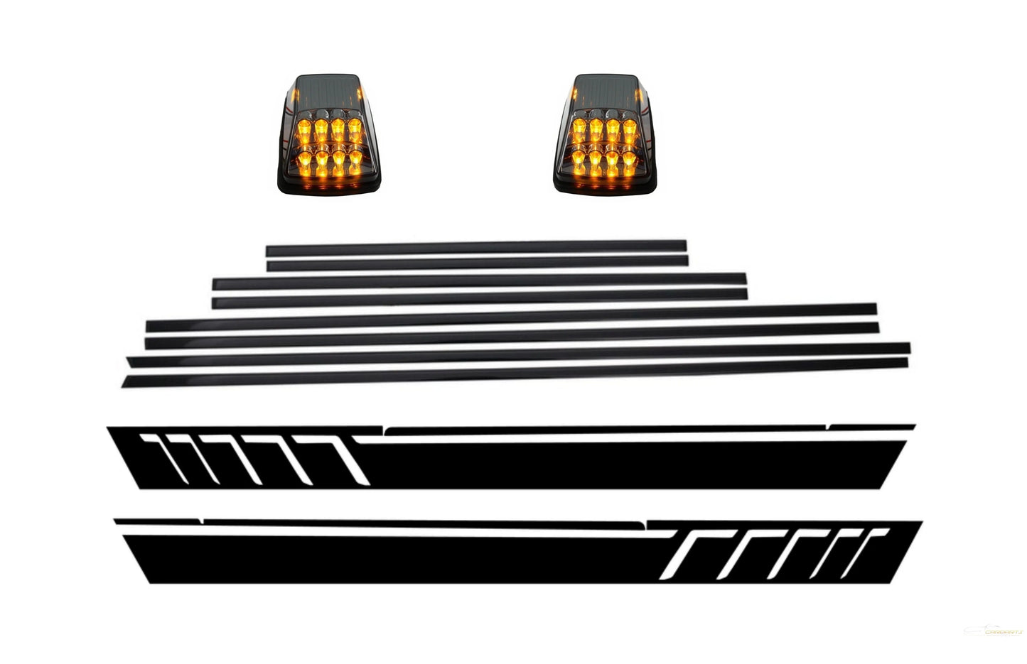 Türleistenleisten Mit Seitlichen Aufklebern Aufkleber Vinyl Mattschwarz Und Blinker Passend Für Mercedes G-Klasse W463 (1989-2015) KITT