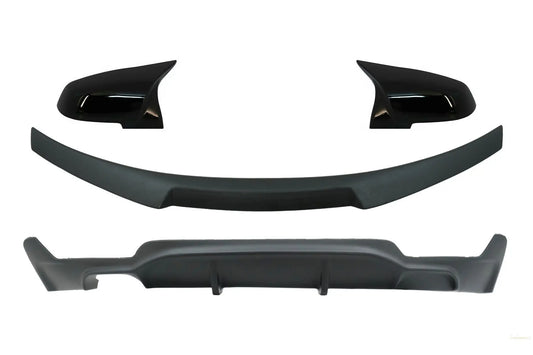 Umrüstpaket Auf M Performance Design Luftdiffusor Mit Heckspoiler Und Spiegelkappen Passend Für BMW 4er Coupé F32 (2013) Mattschwarz KITT