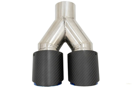 Universal Auspuff Schalldämpfer Matte Kohlefaser Blau Finish Limitierte Auflage Einlass 6,3 Cm KITT Professional Exhaust Systems