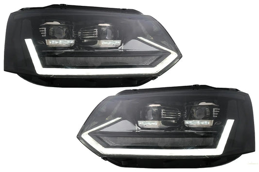 Voll-LED-TFL-Scheinwerfer Passend Für VW Transporter Caravelle Multivan T5 Facelift (2010-2015) Mit Dynamischem Sequentiellen Blinklicht KITT