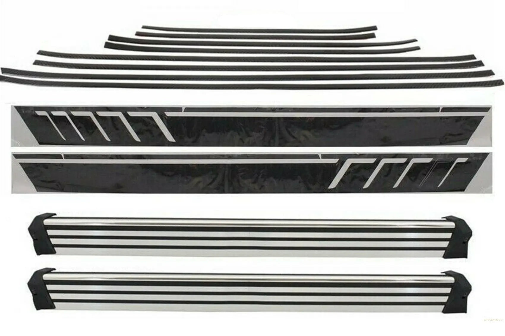 Zusatzleisten Türleisten Carbon Mit Seitendekor Aufkleber Vinyl Matt Schwarz Und Trittstufen Passend Für Mercedes G-Klasse W463 (1989-2018) KITT