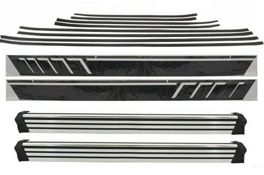 Zusatzleisten Türleisten Carbon Mit Seitendekor Aufkleber Vinyl Matt Schwarz Und Trittstufen Passend Für Mercedes G-Klasse W463 (1989-2018) KITT