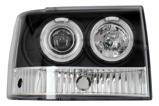 Scheinwerfer für Jeep Grand Cherokee I ZJ 93-98 Angel Eyes Schwarz- CarPartsTuning